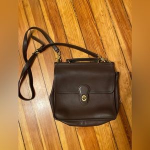 Vintage Coach 9927 brown flap messenger leather bag